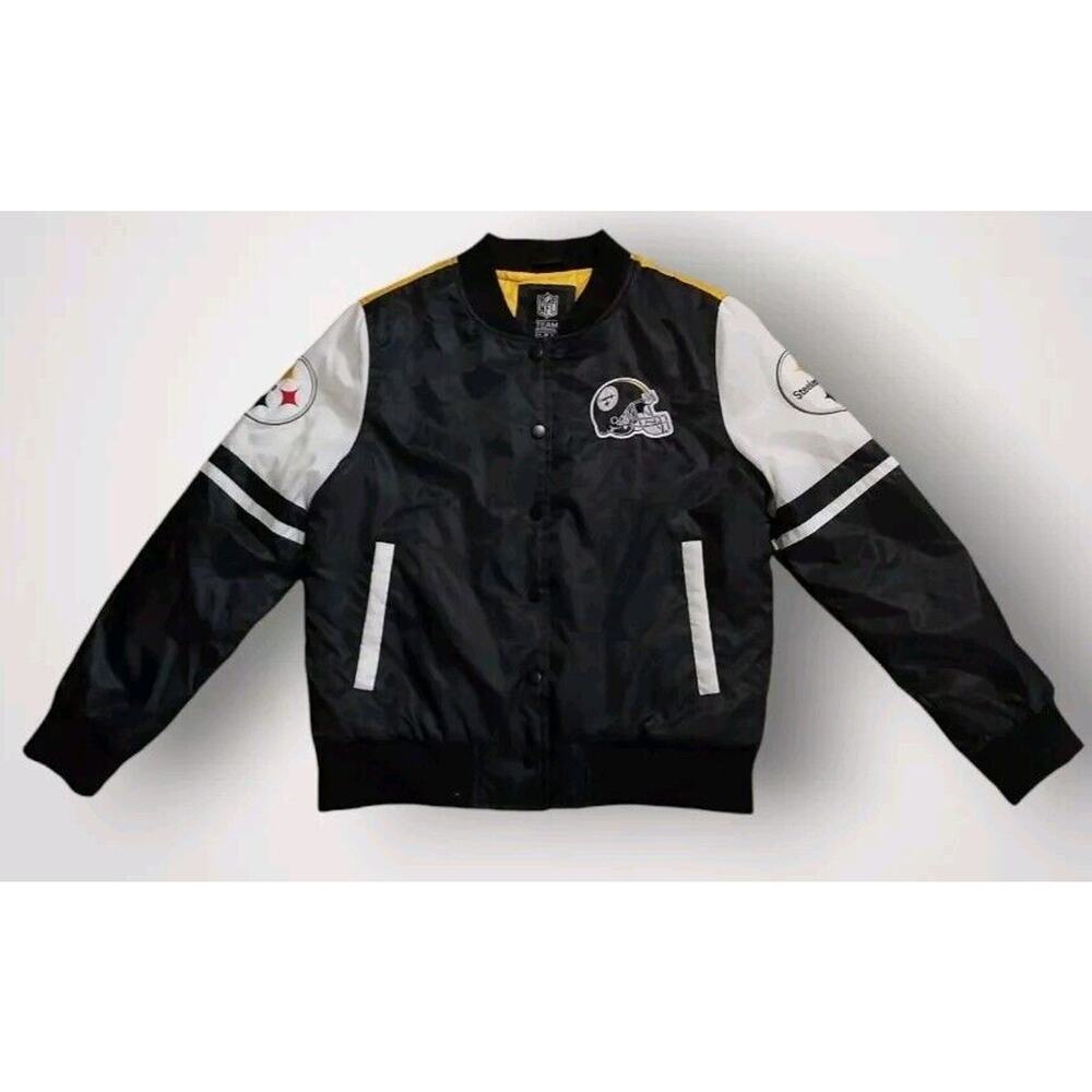 NFL Team Apparel Pittsburgh Steelers Quilted Bomber Jacket Size M